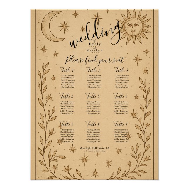 Celestial Romance Mystical Sun and Moon Poster (Front)