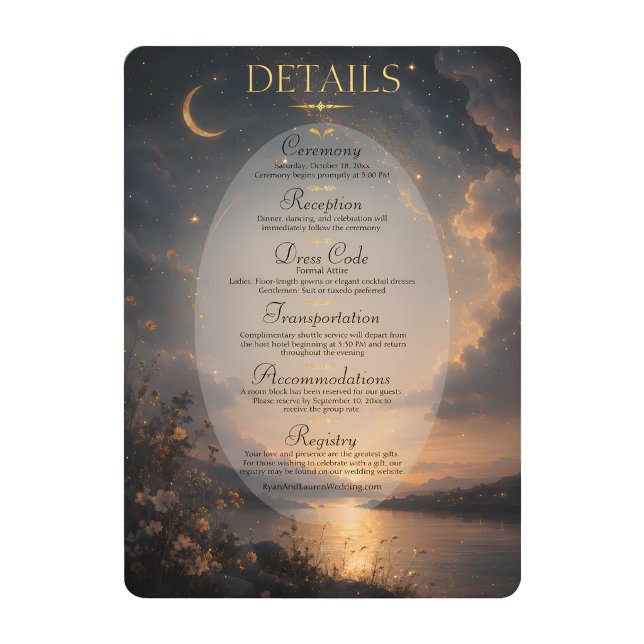 Celestial Romance Wedding Details Information Card (Celestial Romance Wedding Details Information Card)