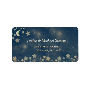 Celestial romantic moon and stars gold foil label