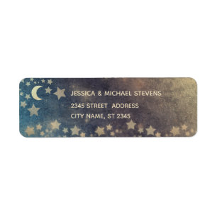 Celestial romantic moon and stars rose gold foil  