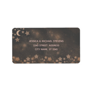 Celestial romantic moon and stars rose gold foil l label