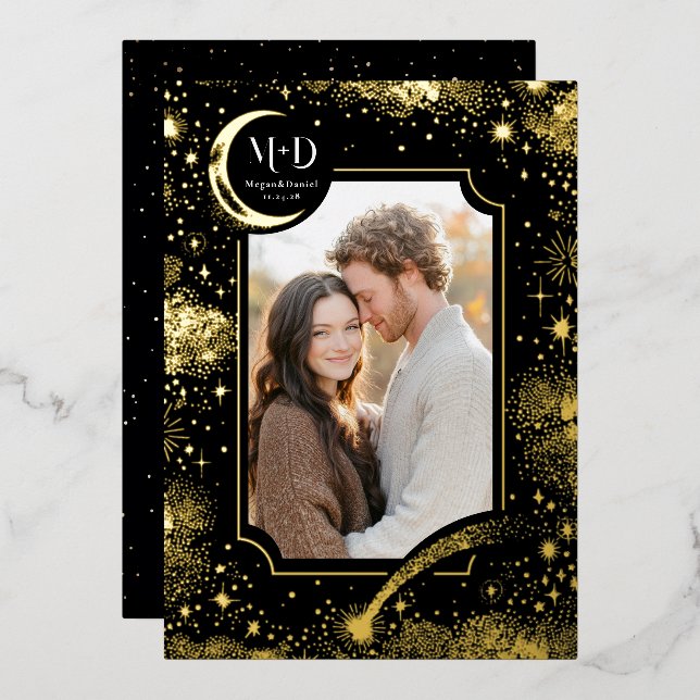 Celestial Romantic Starry Night Wedding Photo (Front/Back)