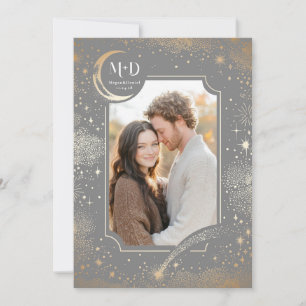 Celestial Romantic Starry Night Wedding Photo Invitation