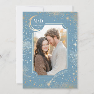 Celestial Romantic Starry Night Wedding Photo Invitation