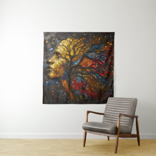 Celestial Roots of Life - Stained Glass Tapestry