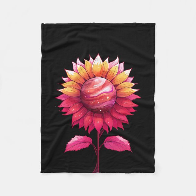 Celestial Rose-black Fleece Blanket (Front)