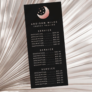 Celestial Rose Gold Crescent Moon Price Rack Card
