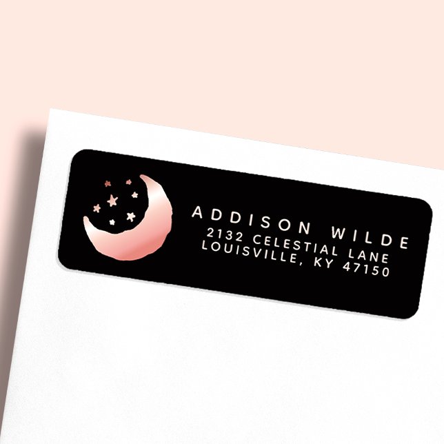 Celestial Rose Gold Crescent Moon Return Address (Creator Uploaded)