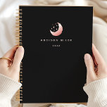 Celestial Rose Gold Crescent Moon Stars Logo Planner<br><div class="desc">Capture the magic of the cosmos with this celestial rose gold crescent moon and stars logo planner. Perfect for women who love elegant and mystical designs, this planner blends beauty with functionality. The rose gold accents and celestial motifs add a touch of sophistication to your daily organisation. Ideal for modern...</div>