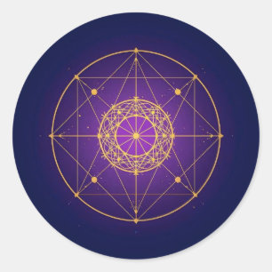 Celestial Sacred Mandala – Mystic Geometry Classic Round Sticker