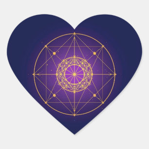 Celestial Sacred Mandala – Mystic Geometry Heart Sticker