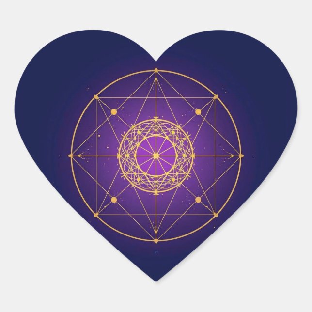 Celestial Sacred Mandala – Mystic Geometry Heart Sticker (Front)