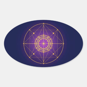 Celestial Sacred Mandala – Mystic Geometry Oval Sticker