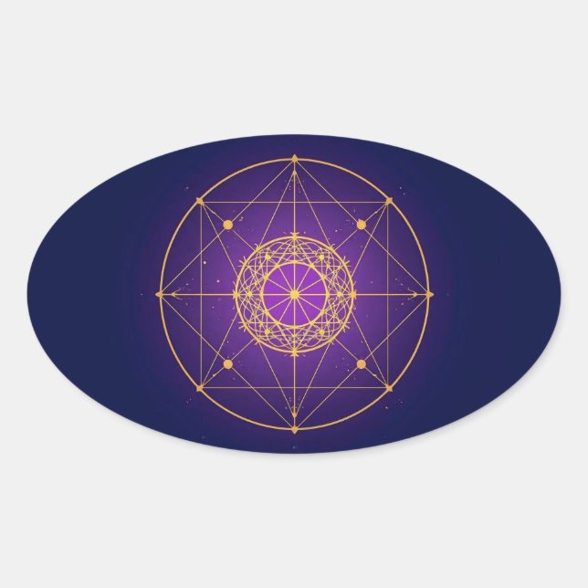Celestial Sacred Mandala – Mystic Geometry Oval Sticker (Front)