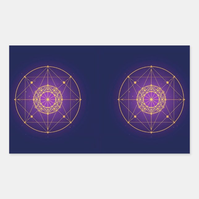 Celestial Sacred Mandala – Mystic Geometry Rectangular Sticker (Front)