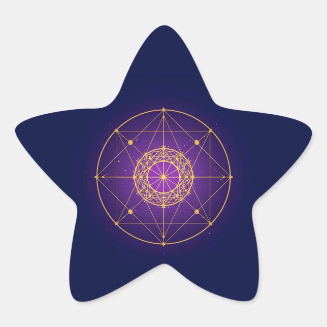 Celestial Sacred Mandala – Mystic Geometry Star Sticker (Front)