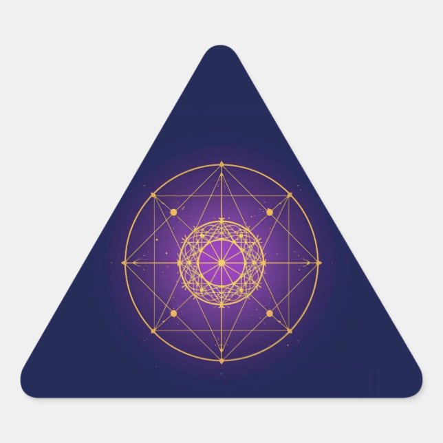 Celestial Sacred Mandala – Mystic Geometry Triangle Sticker (Front)