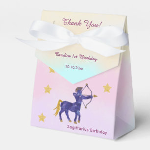 Celestial Sagittarius Watercolor 1st Birthday Favour Box
