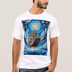 Celestial Sailing Ship Fantasy Art Cosmic tshirt