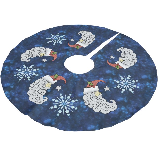 Celestial Santa Brushed Polyester Tree Skirt (Angled)