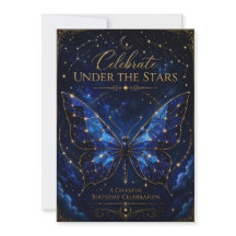 Celestial Sapphire Wings Birthday Invitation