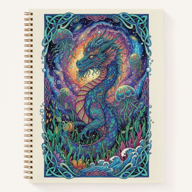 Celestial Sea Dragon Aquatic Zen tangle Journal (Front)
