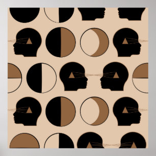 Celestial Seamless Pattern Design with Human Energ Poster