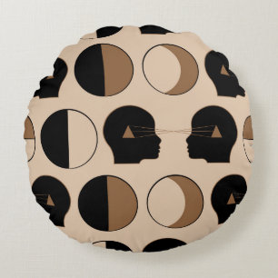 Celestial Seamless Pattern Design with Human Energ Round Cushion