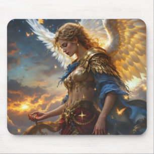 Celestial Sentinel – Angel of Dawn and Divine Just Mouse Mat
