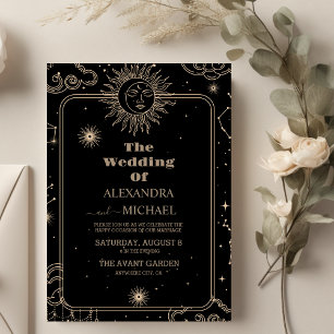 Celestial Shooting Star Moon Wedding Invitation