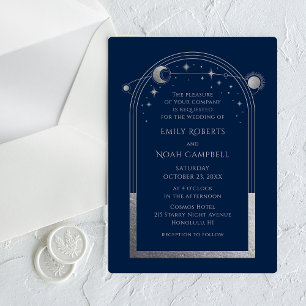 Celestial Silver Sun Moon Stars Wedding Acrylic Invitations