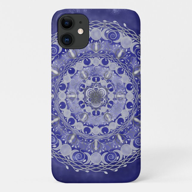 Celestial Silver Triple Moon Goddess Mandala Case-Mate iPhone Case (Back)