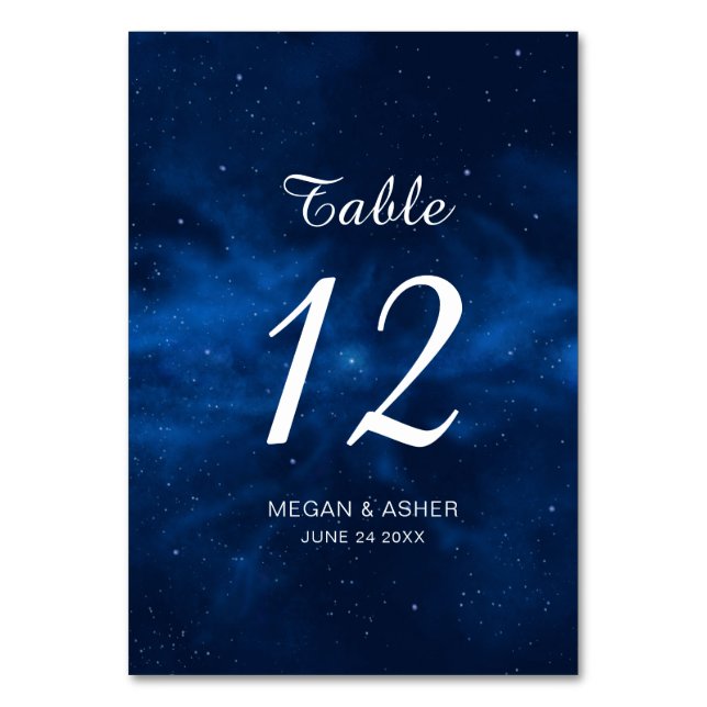 Celestial Silver Universe Wedding Table Number (Front)