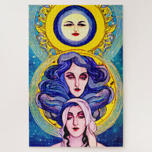 Celestial Sisters Fantasy Abstract digital Art Jigsaw Puzzle