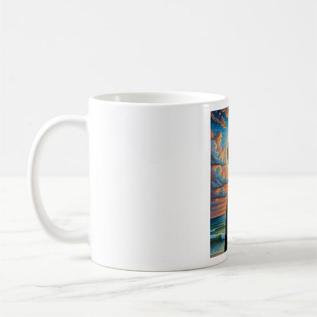 Celestial Skeleton Sunset Art Shirt Coffee Mug (Left)