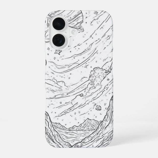Celestial Sketch View iPhone 16 Case (Back)