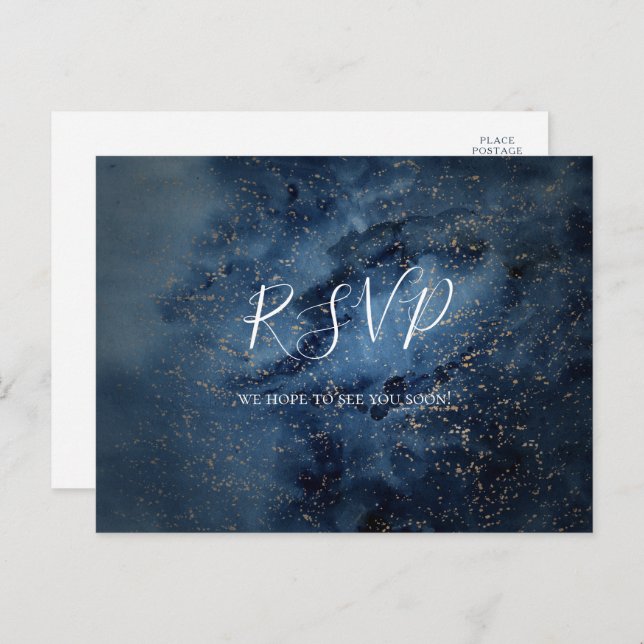 Celestial Sky | Gold Menu Choice RSVP Postcard (Front/Back)