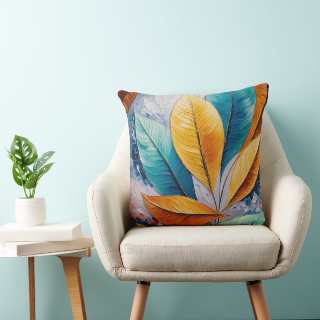 Celestial Sky Leaves | Sunlit Abstract Art Cushion (Chair)