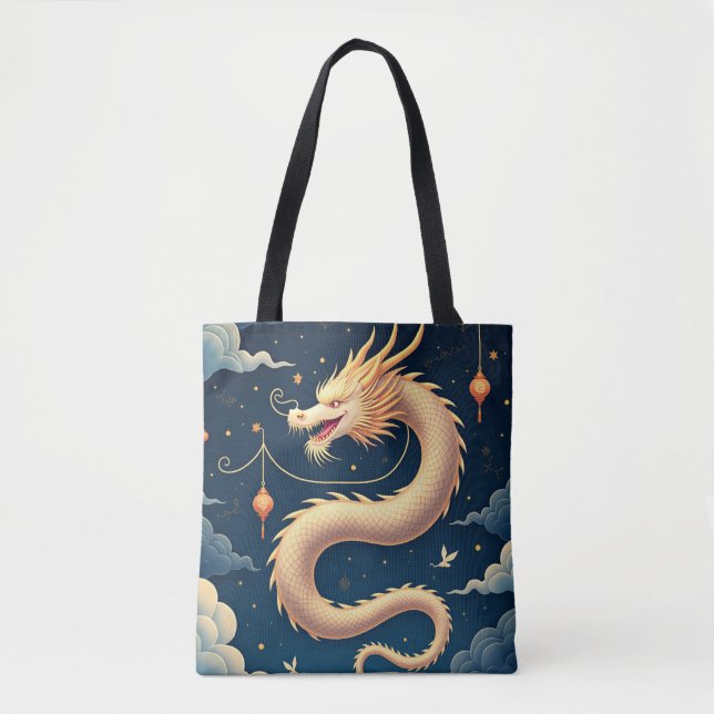 Celestial Sky Serpent – Eastern Dragon Tote Bag (Front)