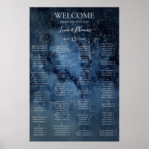 Celestial Sky Silver Alphabetical Seating Chart