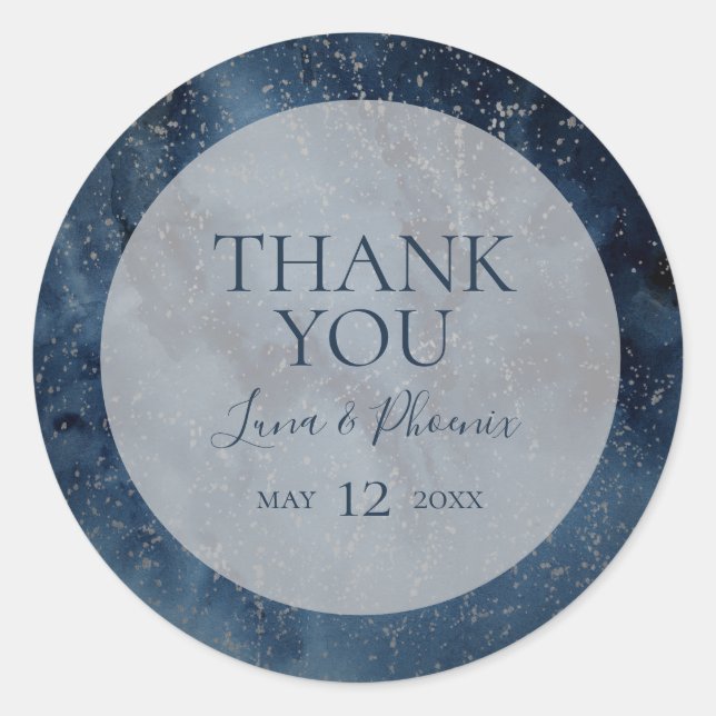 Celestial Sky With Frame Thank You Favour Sticker (Front)