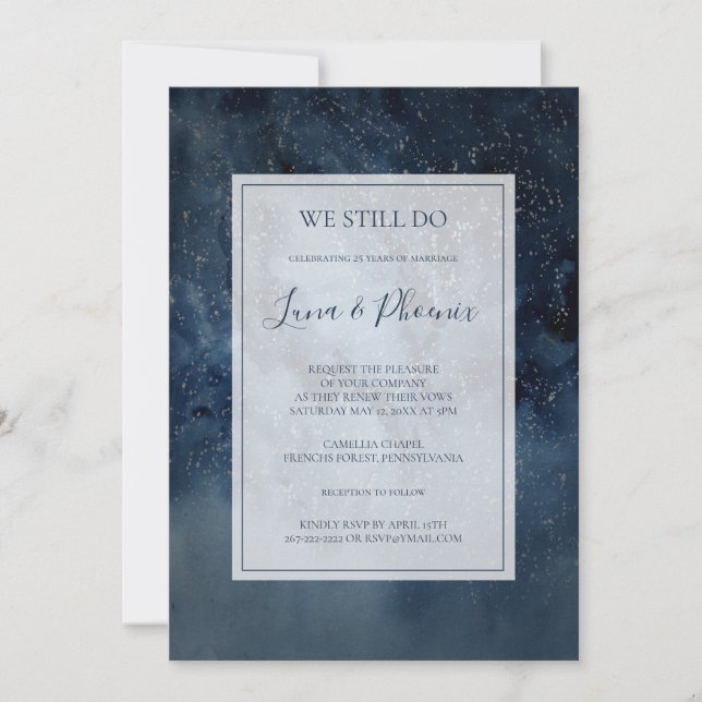 Celestial Sky With Frame We Still Do Vow Renewal Invitation (Front)