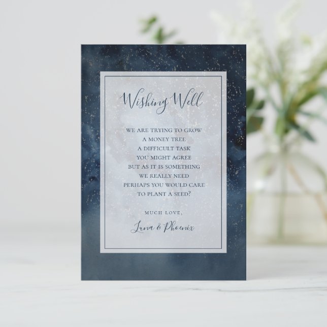 Celestial Sky With Frame Wedding Wishing Well Enclosure Card (Standing Front)