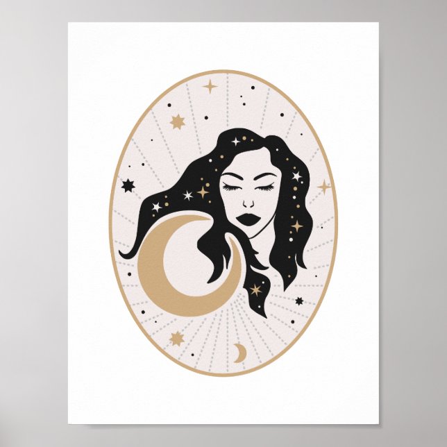 Celestial Sleeping Goddess Moon Magic Mystic Stars Poster (Front)