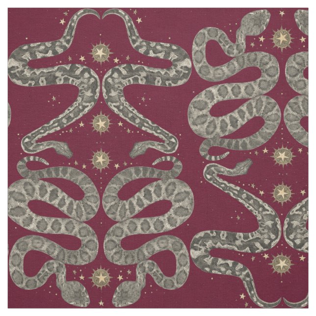 celestial snakes garnet fabric (Swatch)