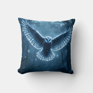 Celestial Snow Owl & Emerald Paradise Waterfall Cushion