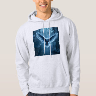 Celestial Snow Owl Mystical Fantasy Bird Hoodie