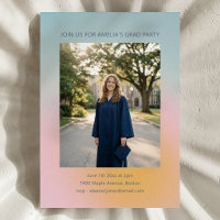 Celestial Soft Blue Pink Gradient Graduation Party