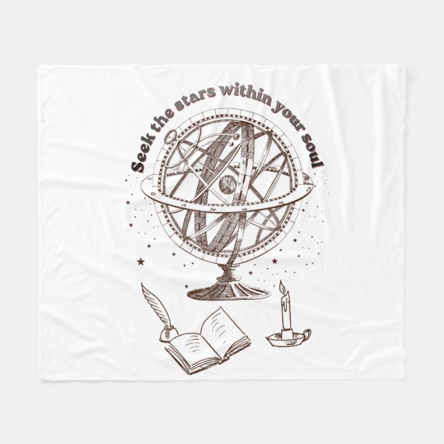 Celestial Soul Wisdom | Vintage Armillary Sphere  Fleece Blanket (Front (Horizontal))