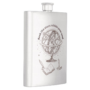Celestial Soul Wisdom Vintage Armillary Sphere Hip Flask